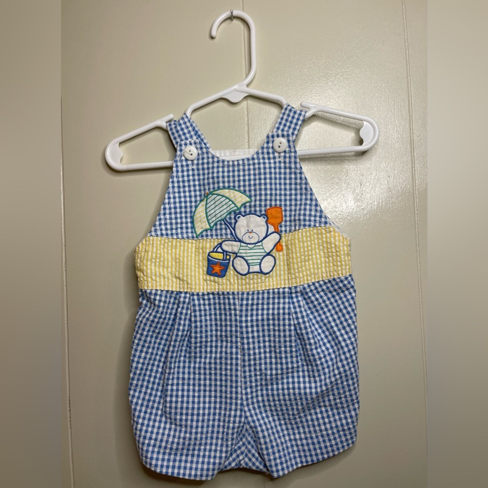 Vintage Jon Jon Romper 3/6 Months Beach Theme Teddy Bear